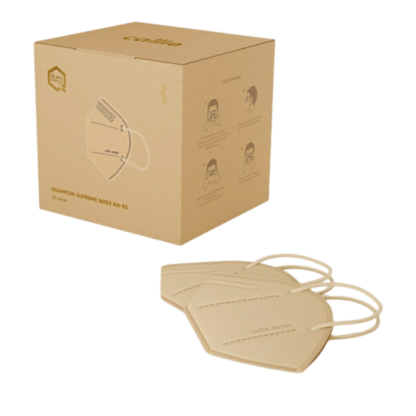 Callie KN95 Flat Fold Type Respirator Antibacterial Supreme Beige (20 Pcs)